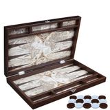 Genel Antik Dünya Haritası Deri Tavla - 49cm x 30cm x 6.2cm, 8 Yaş ve Üzeri, Soyut Strateji, 1 Oyuncu