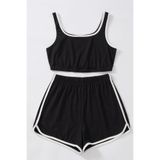 Genel Askılı Crop Top Şortlu Gecelik, S/M, BTLIM-0212, Siyah, Kadın