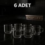 Genel Borosilikat Cam Şeffaf Espresso Kahve Fincanı 6’lı Set - Isıya Dayanıklı Modern Tasarım - Standart