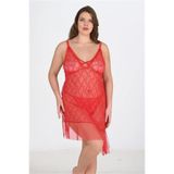 Genel Büyük Beden Kırmızı Gecelik, 4XL, P492409S4201, KIRMIZI, kadın