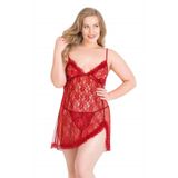 Genel Büyük Beden Kırmızı Tül Gecelik, 2XL, P492194S4893, KIRMIZI, kadın