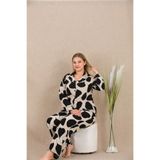 Genel Büyük Beden Siyah Beyaz Kalp Desenli Pijama, 4XL, P493434S6797, Görsel, üniseks-yetişkin
