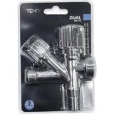 Genel Çift Çıkışlı Musluk Vanası Krom – Dual Tesisat Vanası 1/2'' Giriş 3/8'' Çıkış Çamaşır & Bulaşık Makinesi Bağlantı Vanası