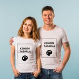 Genel Çift Kişilik Tişört Kişiye Özel Baskı Sevgili T-Shirt (Her Iki Bedeni De Tek Tek Sepete Ekleyiniz) - Beyaz