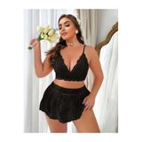 Genel Dantel İşlemeli Fantezi Sütyen Takımı, 4XL, P493391S3910, Siyah, kadın