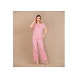 Genel Dantel İşlemeli Pijama Takımı, XL, P493502S5425, Pembe, kadın