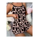 Genel Desenli Askılı Şortlu Pijama Takımı, M, P493401S2323, Leopar, Kadın