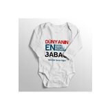 Genel Dünyanın En Güzel Sabırlı Mükemmel Babası Yazılı Baskılı Beyaz Bebek Zıbını