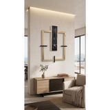 Genel El Yapımı Ahşap Duvar Saati, Geometrik Dikdörtgen Form, Doğal Çam, Modern Rustik Loft Stil, 68x90x5 cm, Sessiz Mekanizma