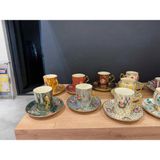 Genel Esterhomedecor 6 Kişilik El Boyama Porselen Kahve Fincan Takımı - 001-Renkli