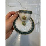 Genel Esterhomedecor 6 Kişilik Porselen Kahve Fincan Takımı - Beyaz - Yeşil
