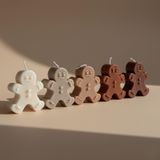 Genel Gingerbread Zencefilli Kurabiye Figürlü Dekoratif Mum, Beyaz-Bej-Kahverengi, 7x2x6 cm, 5 Adet
