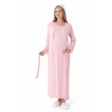 Genel Hamile ve Lohusa Gecelik Sabahlik Takımı, Dantel Detaylı, Uzun Kollu, Emzirmeye Uygun, 2'li Set-Pregnant Clothing-2283 (Somon, XL)