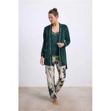 Genel Kadife Sabahlık Dantelli Atlet Desenli Pantolon Pijama Takımı, XL, P493078S6801, Koyu Yeşil, kadın