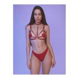 Genel Kadın Fantezi Harness Sütyen Külot Takımı, S/M, P492526S1064, Kırmızı
