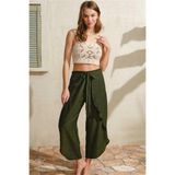 Genel Kalın Askılı Oyuk U Yaka Pamuklu Pijama Takımı, XL, P492968S7086, Haki, kadın