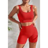 Genel Kalın Askılı Yüksek Bel Şortlu Gecelik Takımı, S/M, P465464S7450, Kırmızı, Kadın
