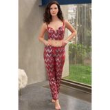 Genel kapsulavm Kadife Büstiyer Pantolon Pijama, 80B, P492882S208, Bordo, Kadın