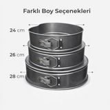 Genel Kelepçeli Kek Kalıbı 24-26-28 cm Çember Pasta Kalıbı Çelik Springform Set