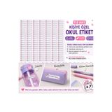 Genel Markalar 112 Adet Kişiye Özel Sevimli Kedi Okul Etiketi 4x1,5 cm | İsimli Sticker Etiket | Suluk Kalem Kalemlik Etiketi