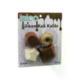 Genel Markalar 12PCS RENKLİ SİLİKON MUFFİN - KEK KALIP MİX ŞEKİL= 3-DİKDÖRTGEN - 3-YUVARLAK - 3-RÜZGAR GÜLÜ - 3-YILDIZ (4745)
