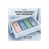 Genel Markalar 2 adet - Vakumlu Silikon Buz Kalıbı 12 Bölmeli Kapaklı Buzluk Kabı