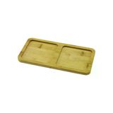 Genel Markalar 2 BÖLMELİ DİKDÖRTGEN AHŞAP BAMBU YAĞDANLIK ALTLIK MİNİ TEPSİ 20X10X0.8CM (4745)
