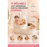 Genel Markalar 21 Bölmeli 360° Dönebilen Makyaj Organizer Kozmetik Düzenleyici Takı ve Aksesuar Saklama Kutusu