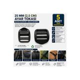 Genel Markalar 25 MM (2,5 CM) Plastik Ayar Tokası 5'li Paket | Premium Kalite | Dayanıklı Çanta Kayış Tokası