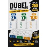Genel Markalar 250PCS DUBEL SETİ (100ADET 6MM 75ADET 7MM 75ADET 8MM)