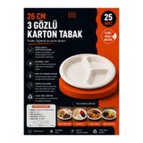 Genel Markalar 3 Gözlü Karton Tabak 26 Cm 25 Adet