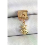Genel Markalar 316L Çelik Sallantılı Zirkon Taşlı Deniz Yıldızı Ve İstiridye Model Gold Renk Nomination Charm TJ-BC1438
