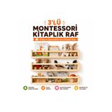 Genel Markalar 3’lü Montessori Kitaplık Rafı Ahşap Duvar Rafı Çocuk Odası Kitap ve Oyuncak Düzenleyici
