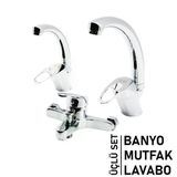 Genel Markalar 3LÜ SET BANYO - EVYE MUTFAK - LAVABO AÇ KAPA MİX BATARYA MUSLUK (4745)