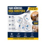 Genel Markalar 4'lü Şeffaf Silikon Köşe Koruyucu 3m Bantlı - Yarı Küresel Masa Köşe Koruyucu - Bebek ve Çocuk Güvenlik Koruması - Mobilya, Sehpa, Masa Kenar ve Köşe Koruyucu