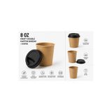 Genel Markalar 8 Oz Kraft Double Karton Bardak Siyah Kapaklı 50'li Set