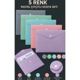Genel Markalar A4 Çıtçıtlı Dosya Karışık Renk 5 Adet pastel renkler