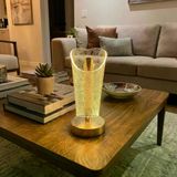 Genel Markalar Açık Silindirik Kristal Damla Model LED Masa Lambası – Gold Tabanlı, Dokunmatik, 3 Renk Işık Modlu, Şarjlı Modern Dekoratif Gece Lambası (4745)