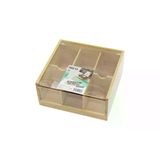 Genel Markalar AHŞAP BAMBU 6 BÖLMELİ POŞET ÇAY KUTUSU MİKA PLASTİK KAPAK 21X20X10CM (4745)