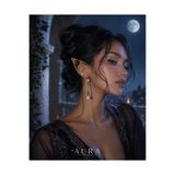 Genel Markalar AURA Gold Renk İnci ve Yeşil Boncuk Detaylı Elf Kulak Takısı – El Yapımı Peri Tarzı Sallantılı Ear Cuff Küpe