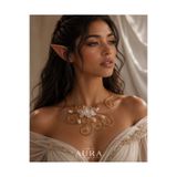 Genel Markalar AURA Gold Renk Kelepbek ve Ayarlanabilir İnci Detaylı Spiral Asimetrik Choker Kolye – El Yapımı Bohem Boyun Aksesuarı