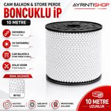 Genel Markalar Cam Balkon Plastik Boncuklu Ip Zincirleri Boncuk Çapı 4.5mm 10 Metre (Beyaz)