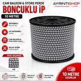 Genel Markalar Cam Balkon Plastik Boncuklu Ip Zincirleri Boncuk Çapı 4.5mm 10 Metre (Gri)