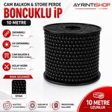 Genel Markalar Cam Balkon Plastik Boncuklu Ip Zincirleri Boncuk Çapı 4.5mm 10 Metre (Siyah)