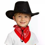 Genel Markalar Çocuk Kovboy Şapka Siyah &amp; Kırmızı Bandana Fular Seti
