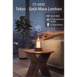Genel Markalar CT-8432 Tokyo El Sensörlü Şarjlı Led Masa Lambası 3200K Sıcak Işık Dimmerli Gece Lambası (Type-C)