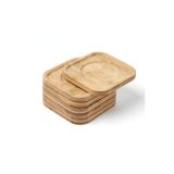 Genel Markalar DMC Home Concept 6'lı Bambu Kare Çay Tabağı Seti - Bardak Altlığı - 10x10cm Doğal Bambu Isıya Dayanıklı Sunum Tabağı
