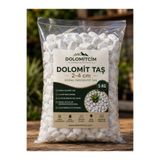 Genel Markalar Dolomitçim Beyaz Dolomit Taşı 2-4 cm 5 Kg Doğal Dekoratif Bahçe ve Saksı Taşı