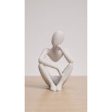 Genel Markalar Düşünen Kadın Biblo - 15 cm Taş Rengi PLA Obje, Modern Dokulu Yüzey, Ev ve Ofis Dekorasyonu, Salon Aksesuarı, Minimalist Dekoratif Hediyelik Masa Süsü