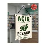 Genel Markalar Eczane Açık Kapalı Tabelası Çift Taraflı MDF 15x20cm - Ultra Güçlü Vantuz Hediyeli / Eczane Cam Kapı Askı Tabelası